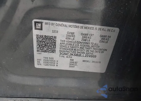 2020 Chevrolet Trax Fwd Ls from USA, damaged, VIN 3GNCJKSB2LL224969